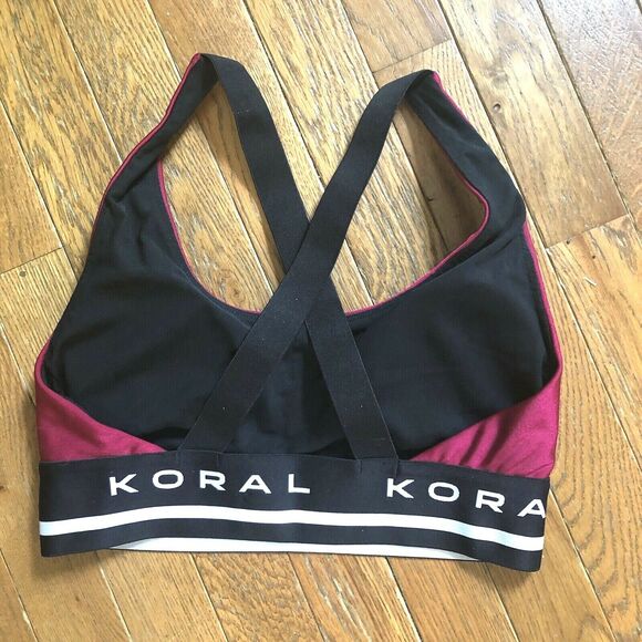KORAL Sz S Womens Red Logo Band Sports Bra Racerback with Removable Pads EUC - Picture 3 of 7